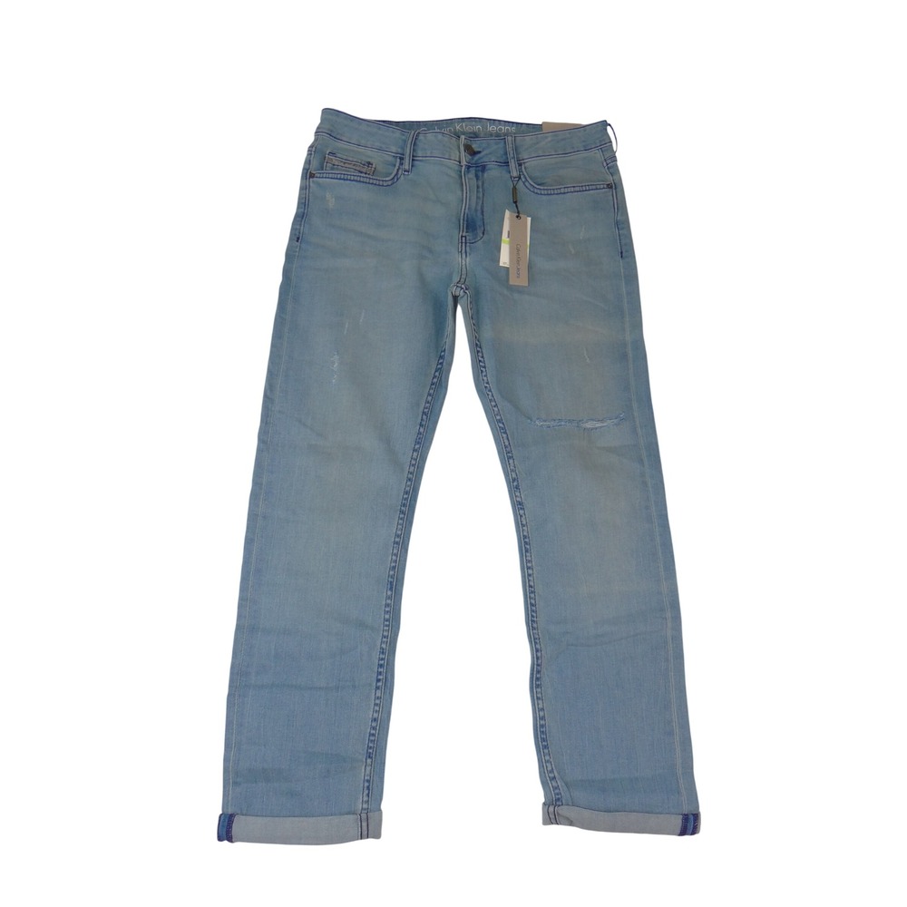 Calvin Klein Jeans Womens W30 Slim Boyfriend Light Wash Distressed Denim 4039